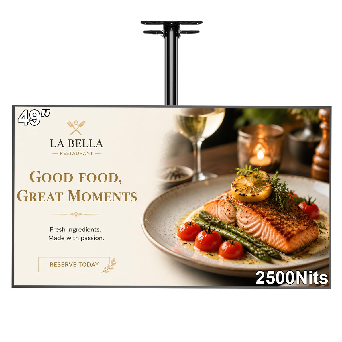 49inch Digital Signage Display, 4K 2500nits High Brightness Digital Signage