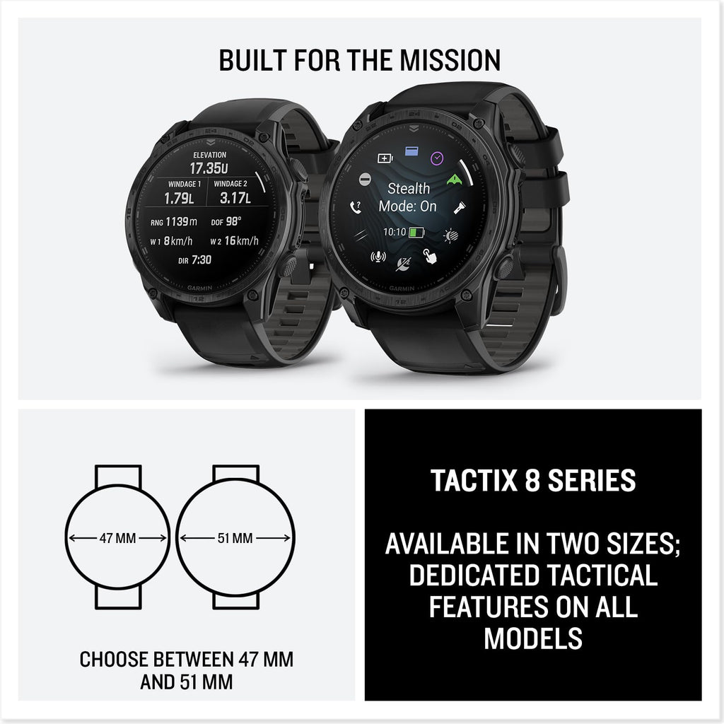 Garmin tactix® 8, Premium Tactical GPS Smartwatch, 47mm