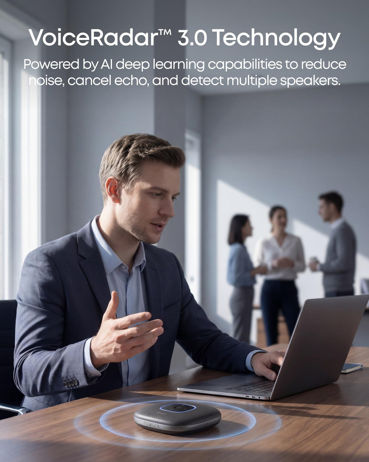 Anker PowerConf Bluetooth Speakerphone with 6 Microphones, Enhanced Voice Pickup, 24 Hour Call Time, Bluetooth 5, USB C, Conference Speaker Compatible with Leading Platforms, PowerIQ Technology