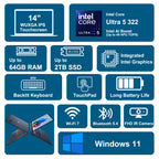 Lenovo IdeaPad 5 AI 2-in-1 Laptop 14" WUXGA IPS Touch Intel 8-core Ultra 5 322 (Up to 46 NPU Tops) 32GB RAM 1TB SSD w/Pen Backlit Wi-Fi 7 for Creator Business Professional Win11 ICP Accessory