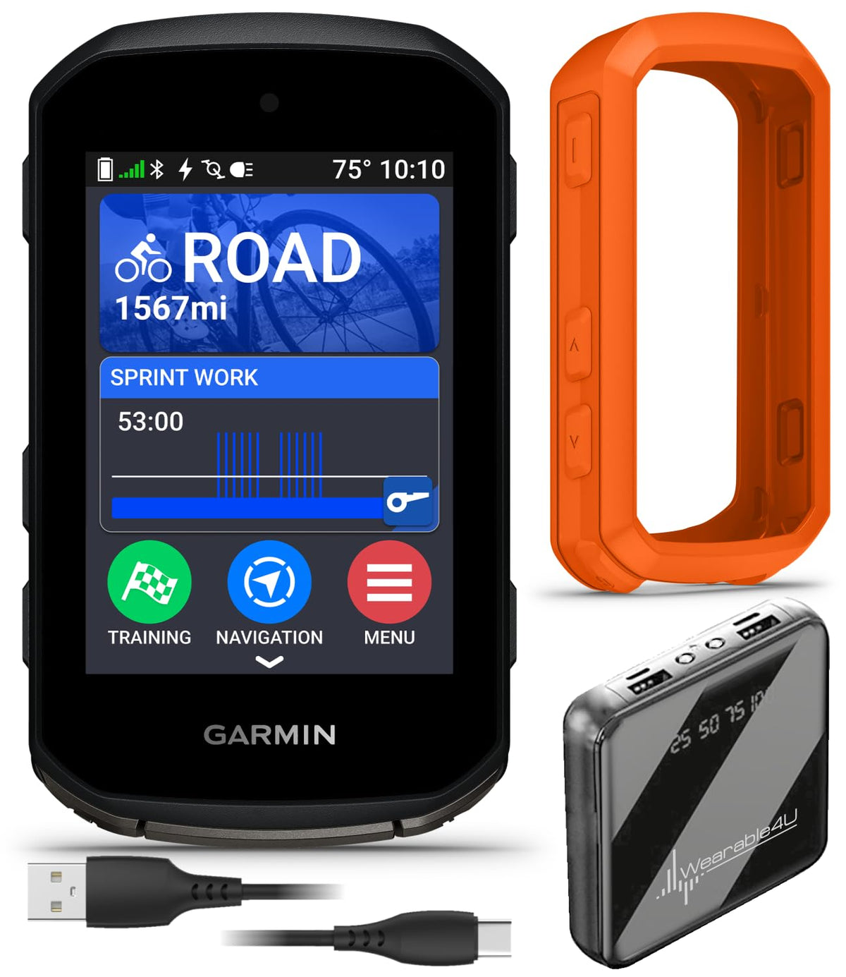 Garmin Edge 850 Compact GPS Cycling Computer, 2.7" Color Touchscreen Display, Bike-Specific Mapping, Advanced Training & Performance Insights + White Silicone Case w/ Wearable4U PowerBank Bundle