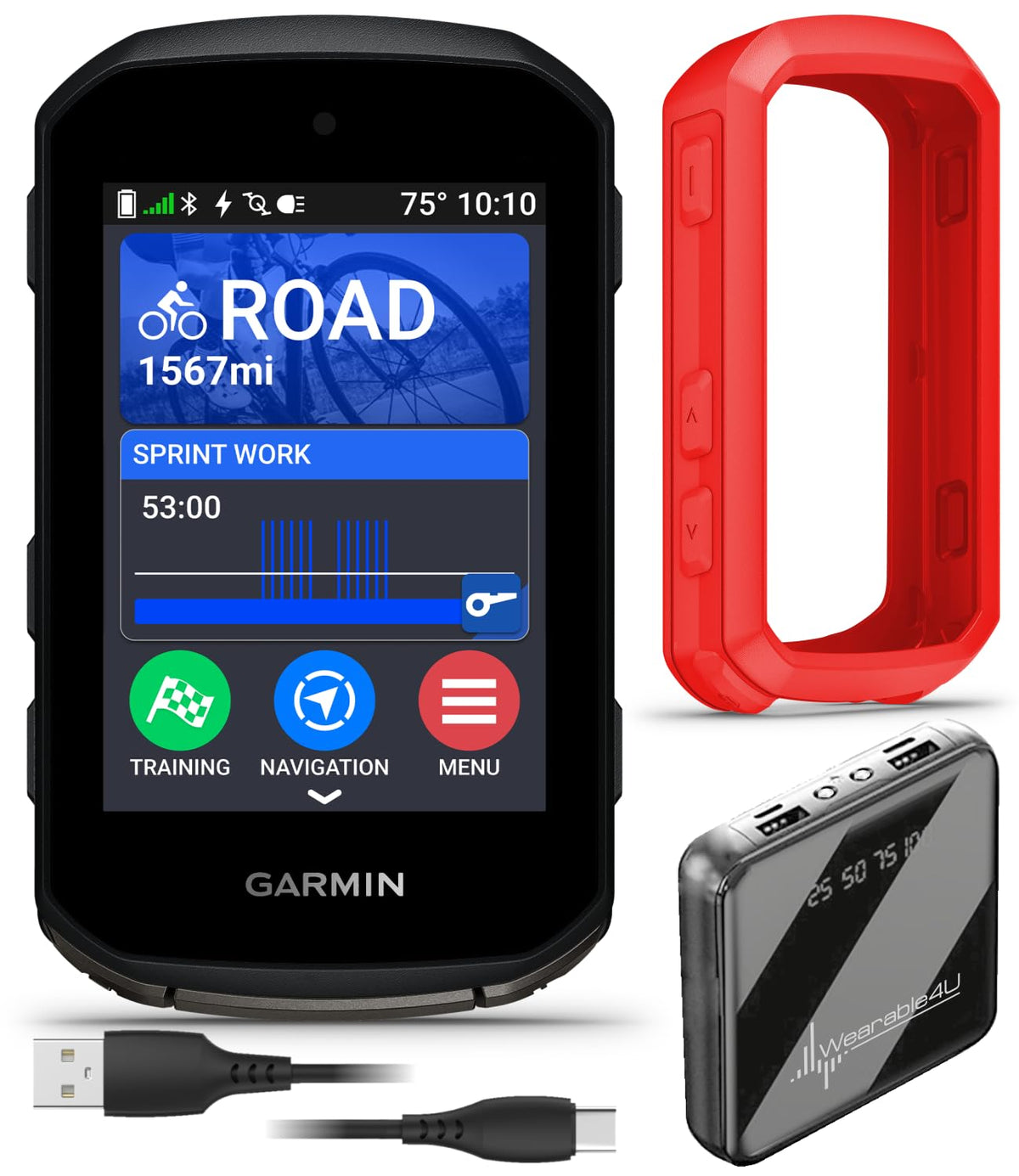 Garmin Edge 850 Compact GPS Cycling Computer, 2.7" Color Touchscreen Display, Bike-Specific Mapping, Advanced Training & Performance Insights + White Silicone Case w/ Wearable4U PowerBank Bundle