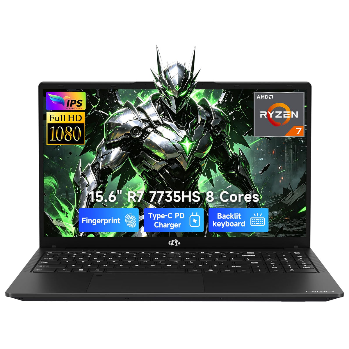 NIMO 15.6" AI-Creator-Laptop, AMD R7 7735HS 8 Cores, 32GB DDR5 1TB SSD