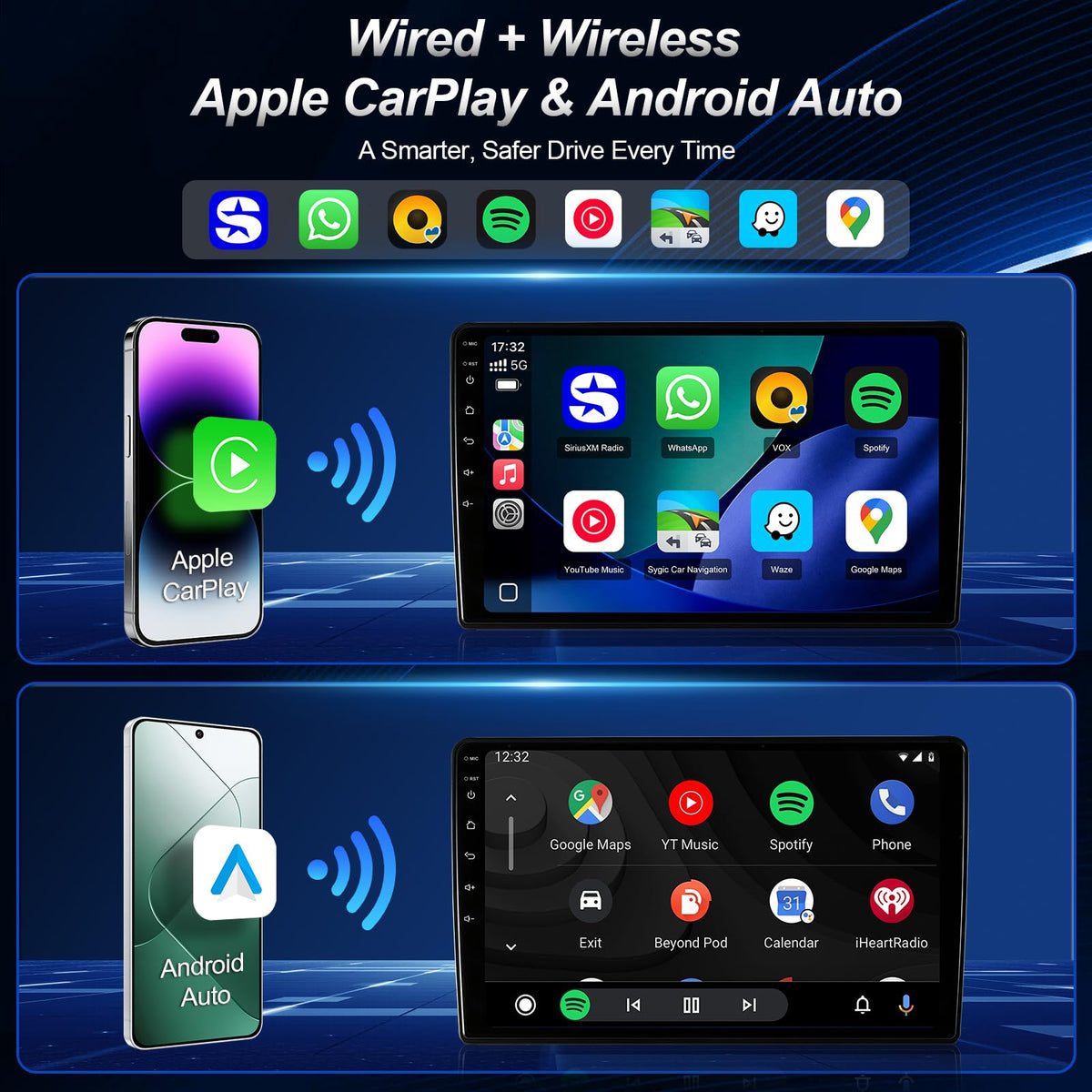 8 Core 4+64GB Car Radio Stereo for Honda Civic 2016-2021, 9 Inch IPS Touch Screen Android 13 Head Unit with Wireless CarPlay & Android Auto, 1080P Backup Camera, GPS Navigation, AM/FM