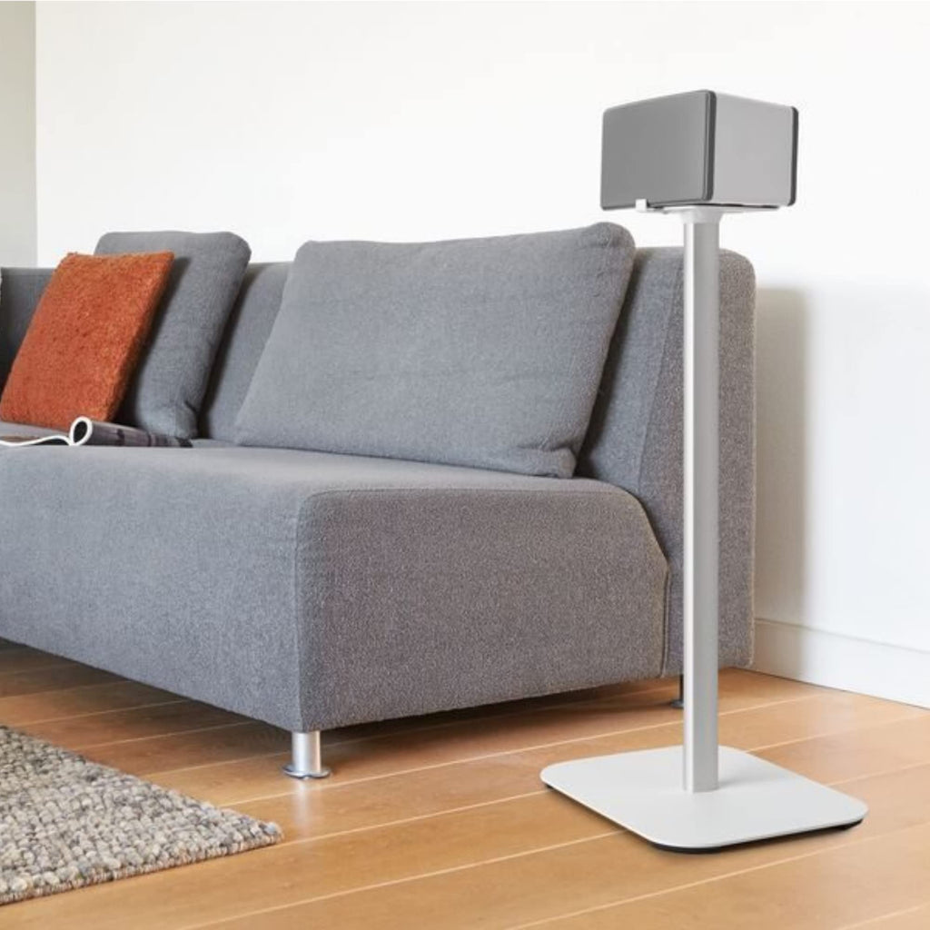 Vogel's Speaker Floor Stand, Universal and for SONOS Play - SOUND 3305 W for Play 5, Denon Heos 5 & 7 and other speakers, White (single stand)