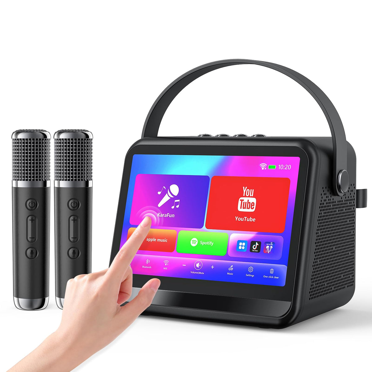 Karaoke Machine with Lyrics Display,7-Inch HD Screen&2 Wireless Microphones