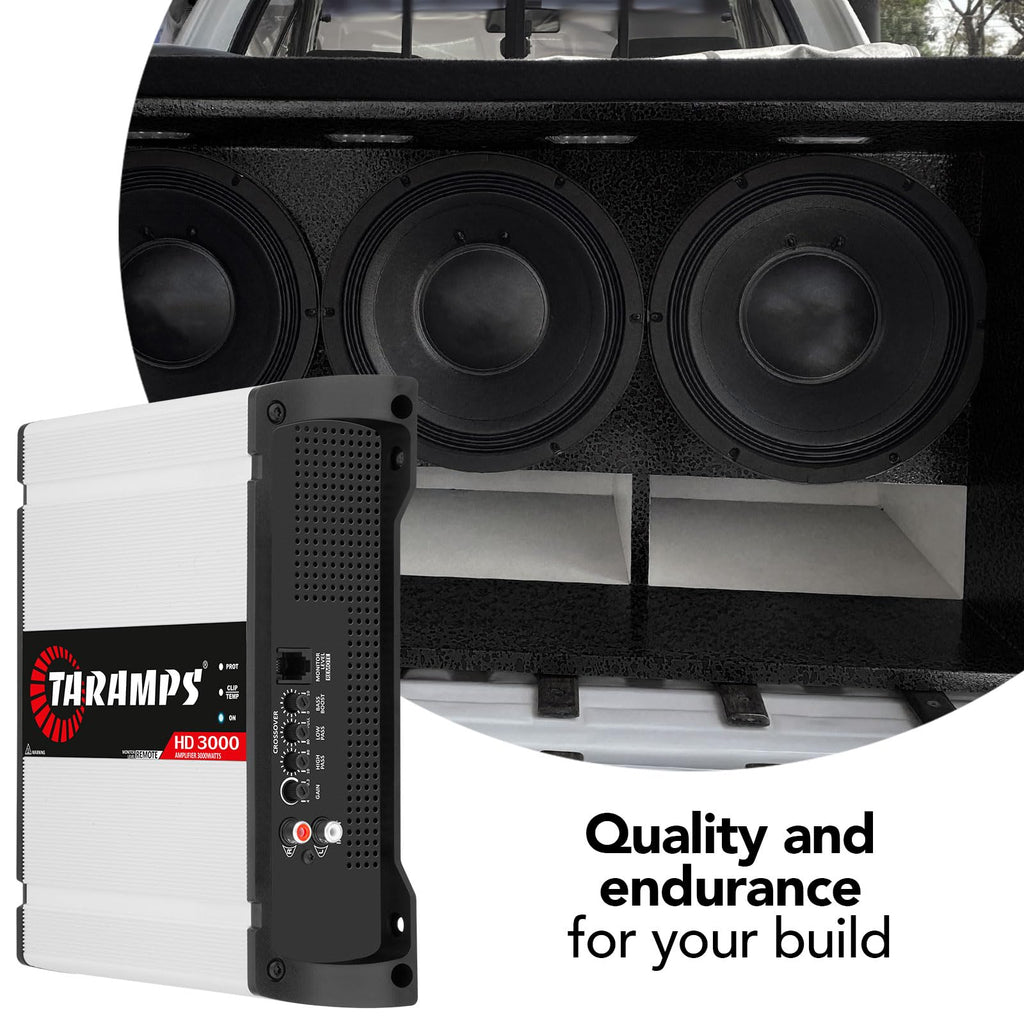 Taramps 900890 Class D HD 3000 Watt RMS 4 Ohms Automotive Sound Systems Mono Full Range Speaker Amplifier with Built In Thermal Management Fan