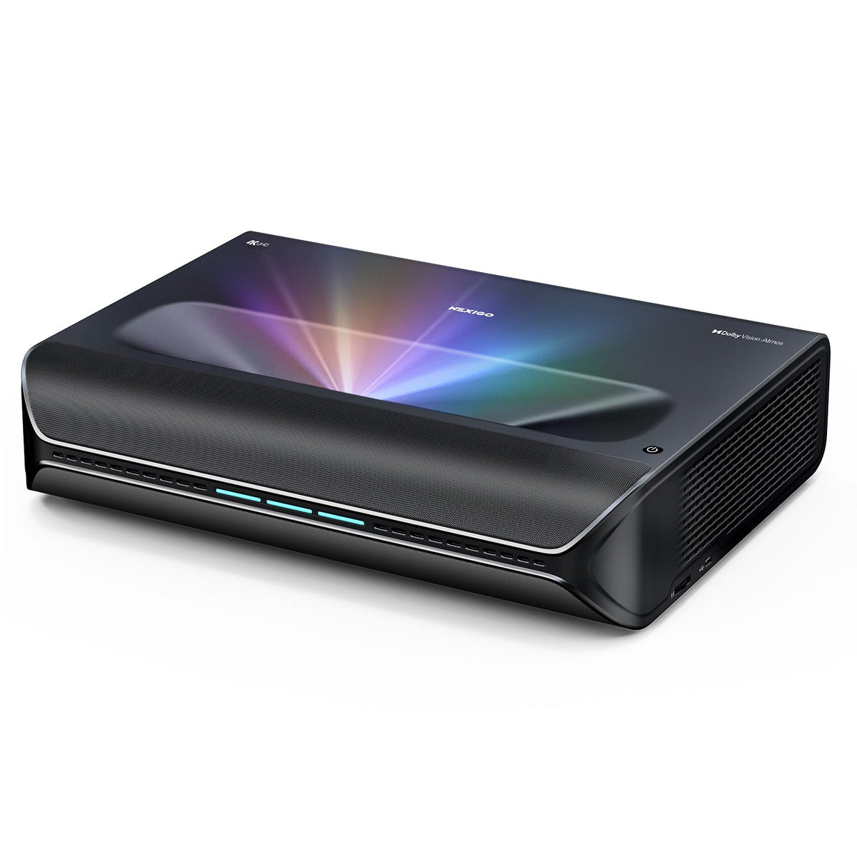 NexiGo Nova Mini, Portable Laser Projector, Google TV w/ Netflix, 1080p FHD, 1200 Lumens, 15000:1 Contrast w/ SAE, 3D, Auto Setup, 150" Display, 8W Dolby Audio, Portable for Home & Outdoor