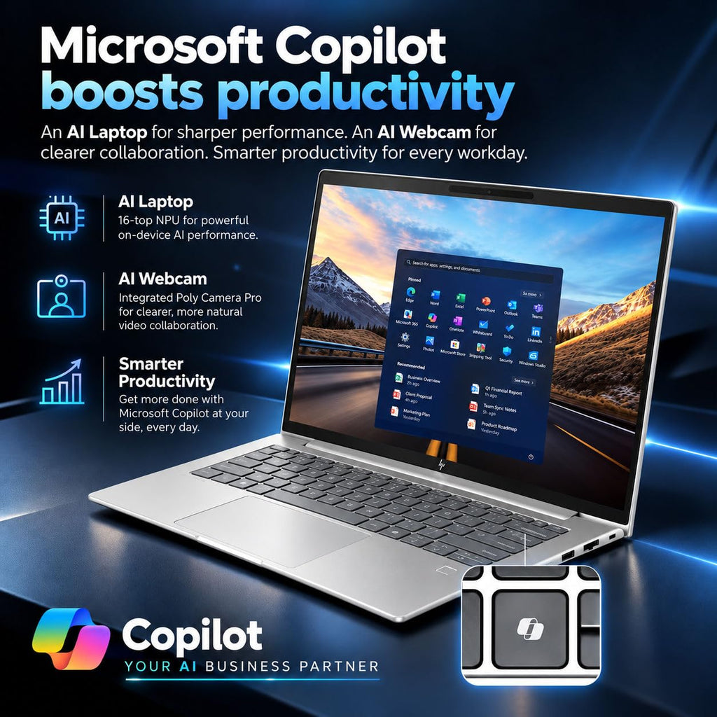 HP EliteBook 6 G1a 14" Premium Business Laptop, AMD Ryzen 7 PRO 250(Beats Intel Ultra 7 165U), 16GB DDR5 RAM, 512GB SSD, WUXGA IPS, Wi-Fi 7, Backlit Key, Fingerprint, Wolf Pro Security, Windows 11 Pro