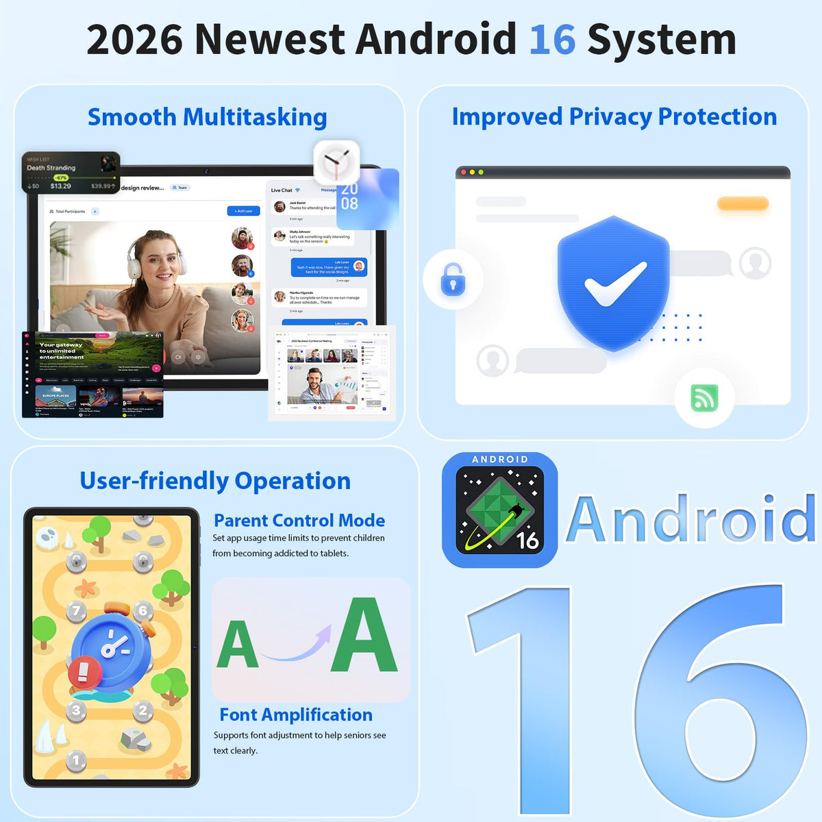 2026 Android 16 Tablet, 12 inch Tablet with Keyboard, 24GB+256GB+2TB Expand