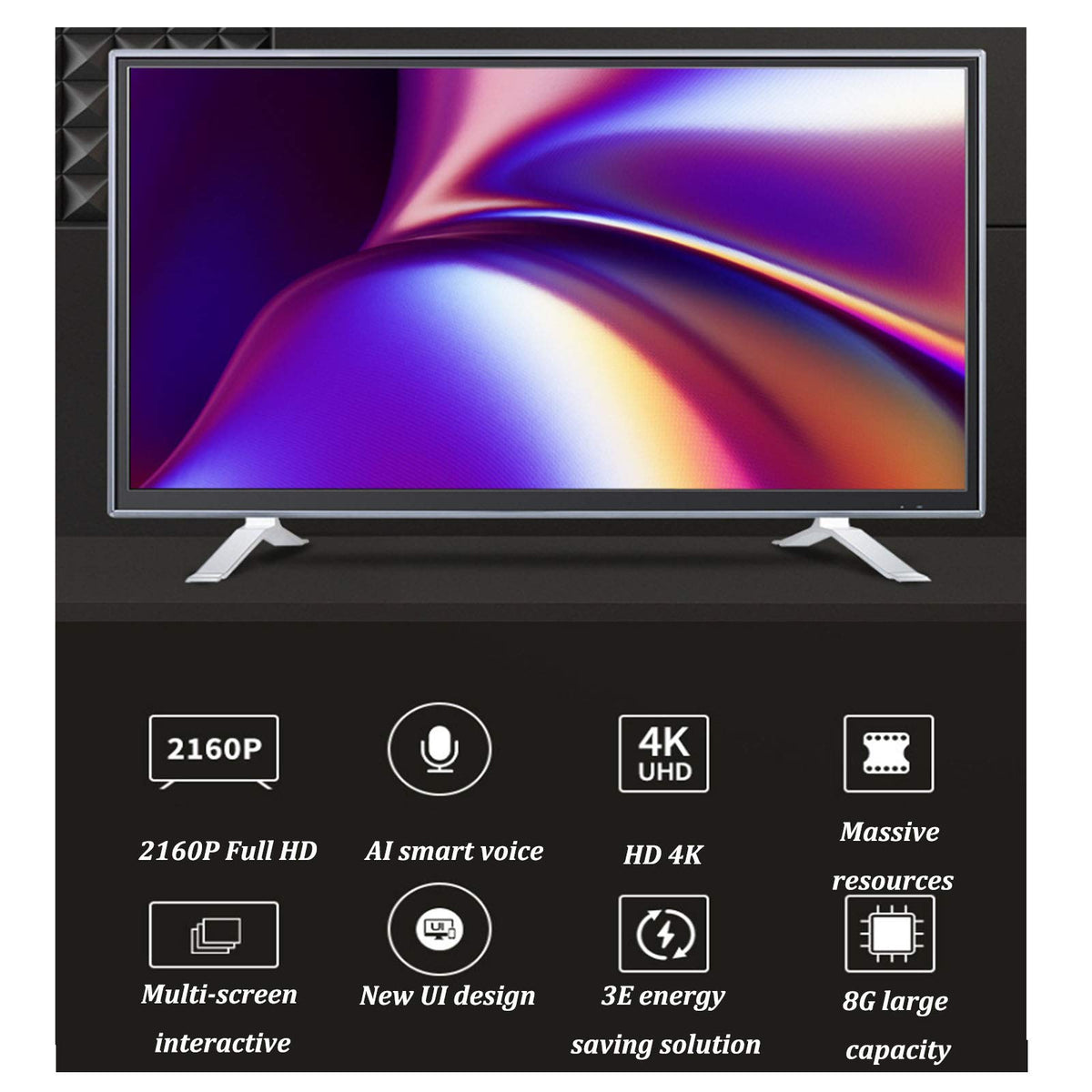 Ultra-Thin Explosion-Proof Smart TV High-Efficiency Decoding Flat-Panel HD TV Family Hotel Anti-Collision TV 32/42/46/55/60 Inches (Online Version 46 inch)