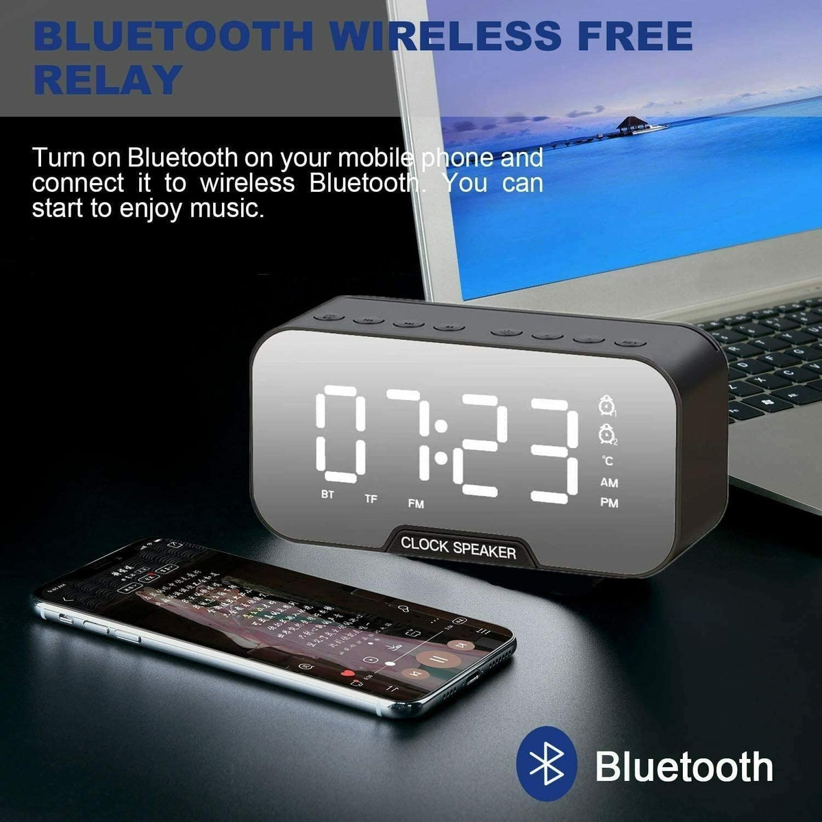 LED Digital Electronic Desktop Clock Snooze Alarm Time Temperature Display