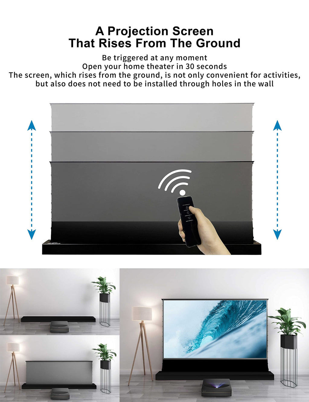 VIVIDSTORM Electric Motorized UST Projector Screen, Tensioned Wrinkle-Free Surface, 4K/8K HDR Ready, Easy Setup,VSDSTUST84HP