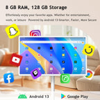 Smart Portable FHD Touchscreen TV on Wheels, Android 13, 8GB RAM + 128GB Storage, 32" 1080P Display, 10W Speakers, Long Battery Life (6-8 Hours), Built-in Camera