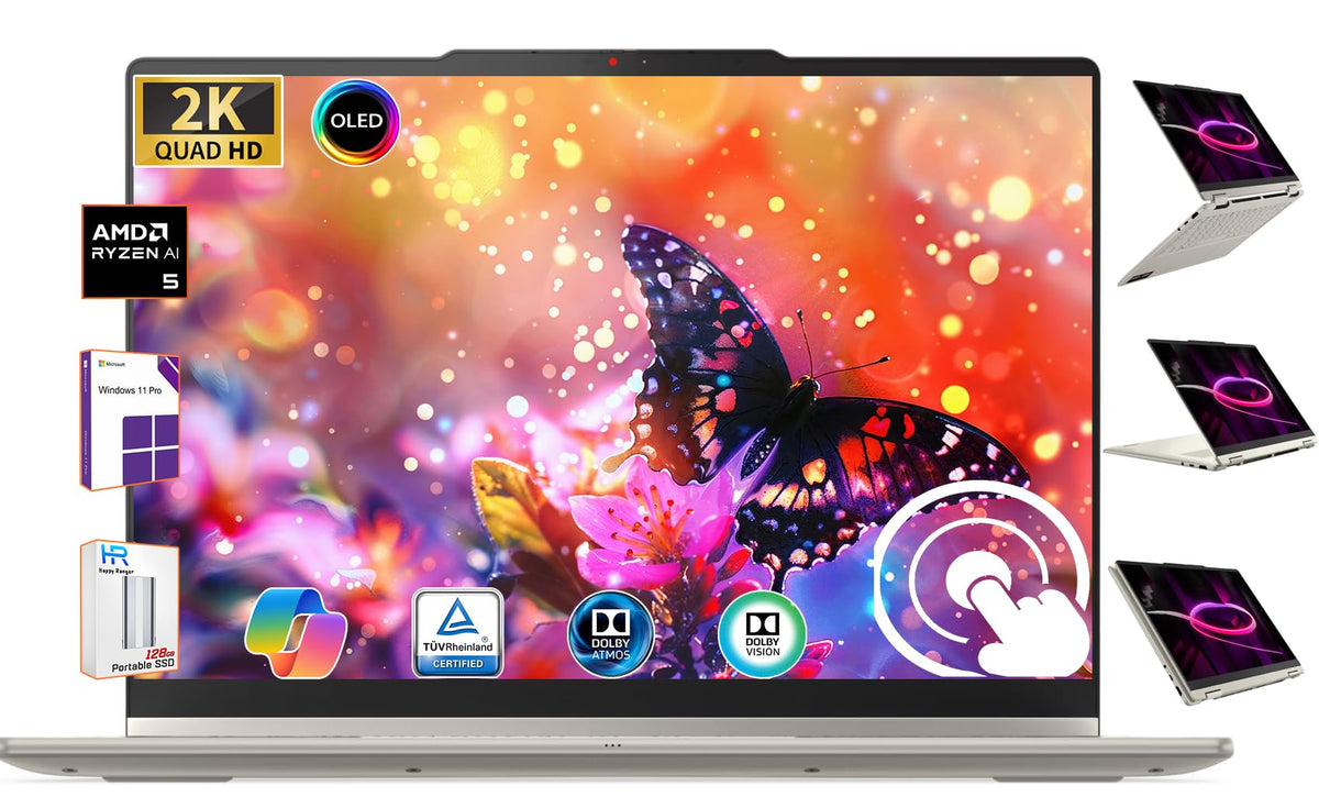 Lenovo Yoga 7a 2-in-1 14"OLED AI Laptop,16GB-2TB,AMD Ryzen AI 5 430
