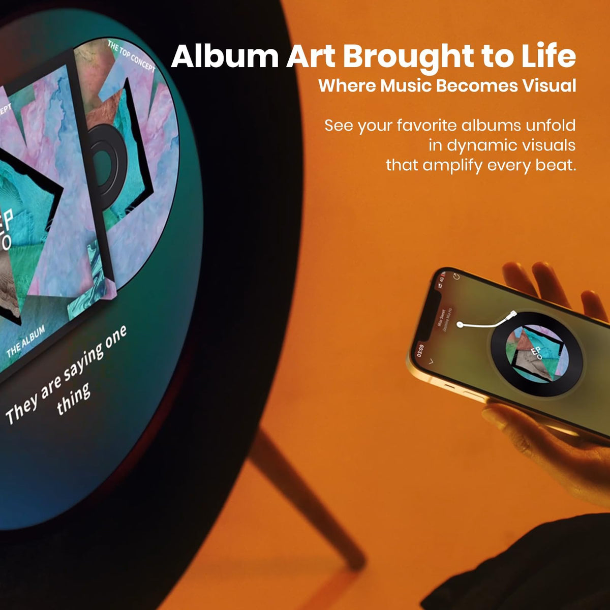 Record R1 Award-Winning Vinyl Bluetooth Speaker, 21.5" Display with Dynamic Lyrics & Album Art, 2.1 Hi-Fi Stereo by Jamo, Wi-Fi & BT 5.1, Premium Home Audio Décor