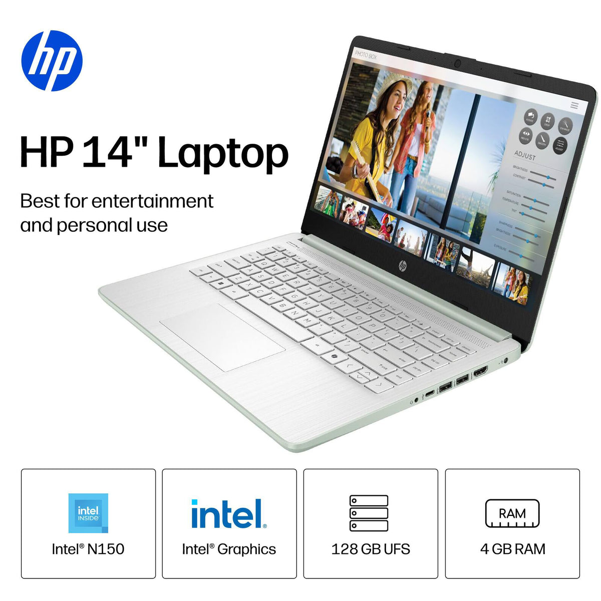 HP 14" Laptop, Intel N150 CPU, 128GB Storage, Office 365, 2026 Edition