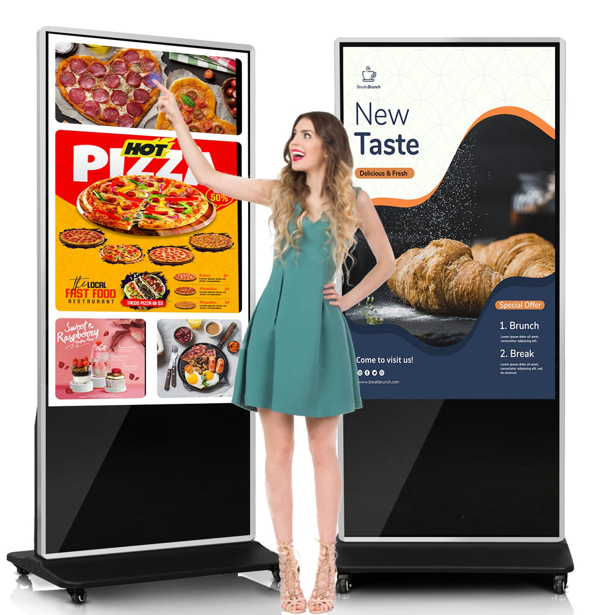 65" Touch Digital Signage Display Kiosk Floor Stand Advertising
