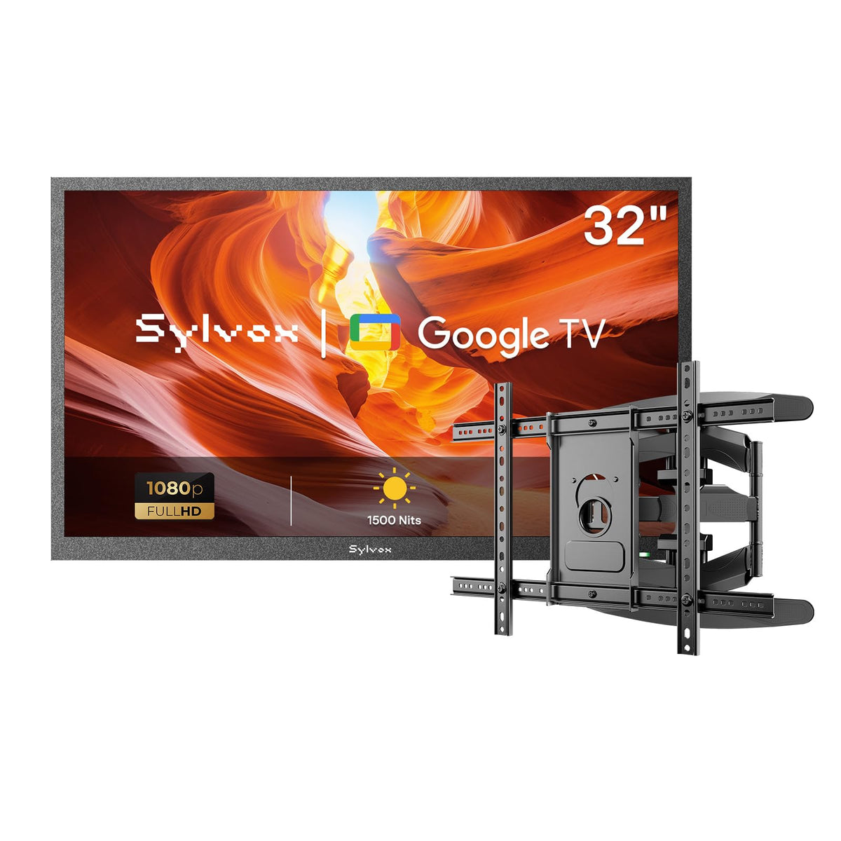 SYLVOX 32 inch 2000 nits Full Sun Outdoor TV with Wall Mount