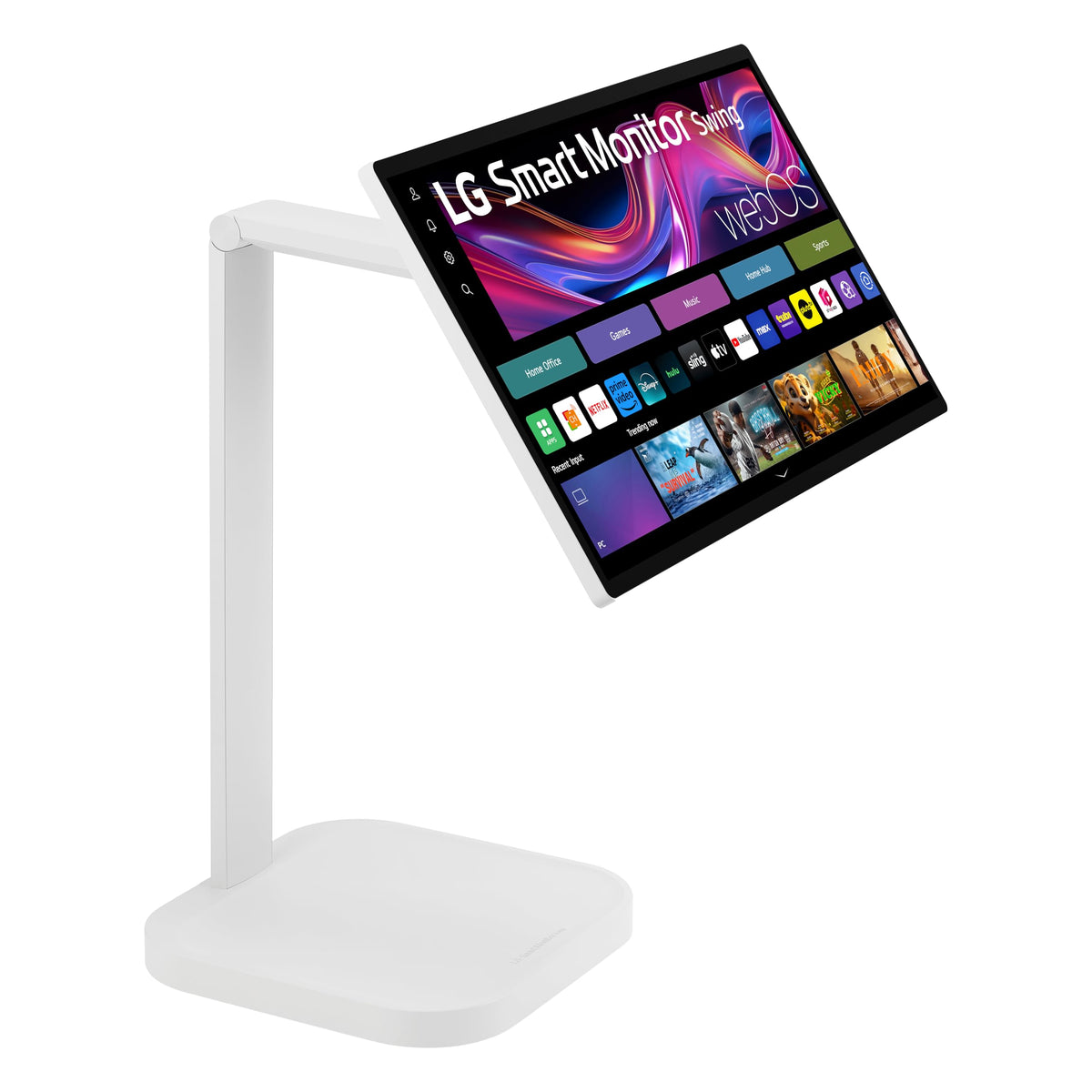LG Smart Monitor Swing 32U889SA-W 32-Inch 4K UHD (3840x2160) IPS Touchscreen on a Fully Adjustable Wheeled Base HDR10, webOS, Built-in Speaker, HDMI, USB Type-C, Tilt/Height/Swivel/Pivot Stand, White
