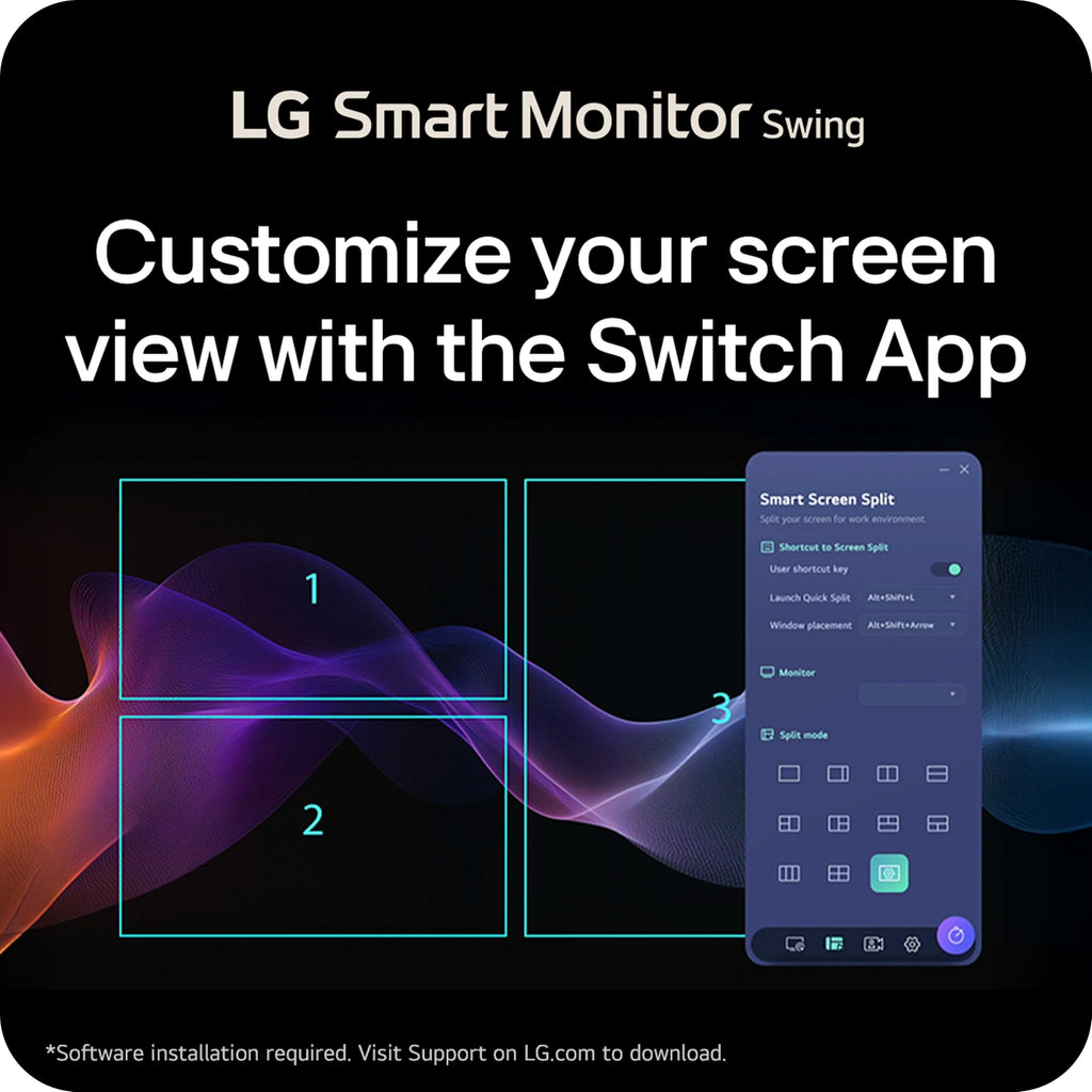 LG Smart Monitor Swing 32U889SA-W 32-Inch 4K UHD (3840x2160) IPS Touchscreen on a Fully Adjustable Wheeled Base HDR10, webOS, Built-in Speaker, HDMI, USB Type-C, Tilt/Height/Swivel/Pivot Stand, White