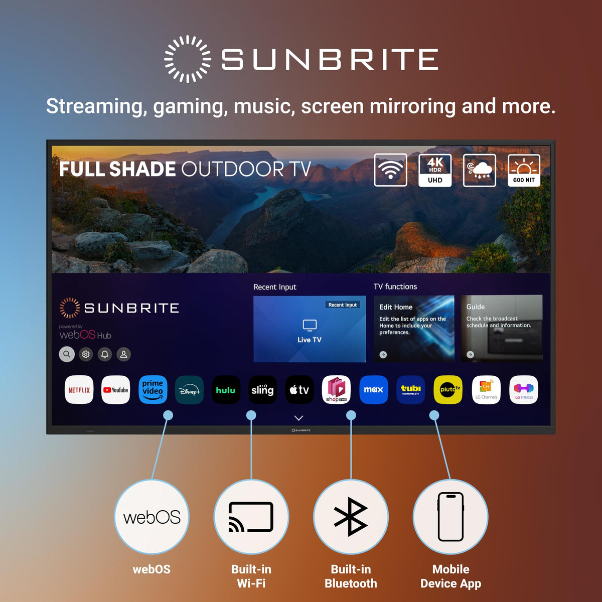 SunBriteTV 49" Veranda 4 Series - Smart Outdoor TV - Full Shade - 4K UHD HDR | SB-V4-49-BL