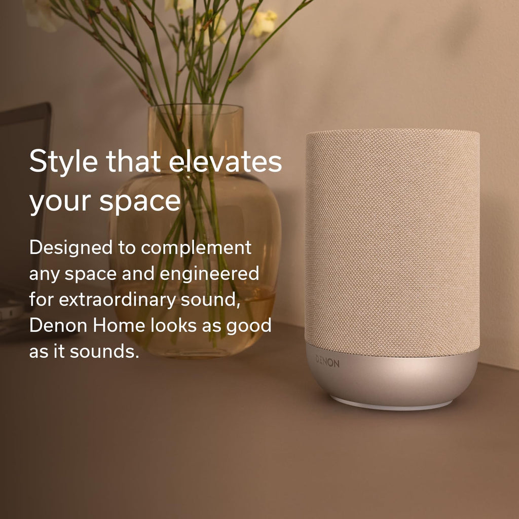 Denon Home 200 Speaker, Wireless Smart Speaker with Stereo Sound, Stone