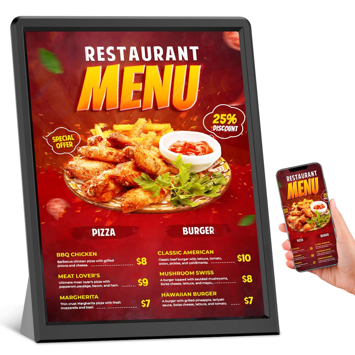 9.7 Inch Digital Signage Display, Touchscreen Digital Menu Board