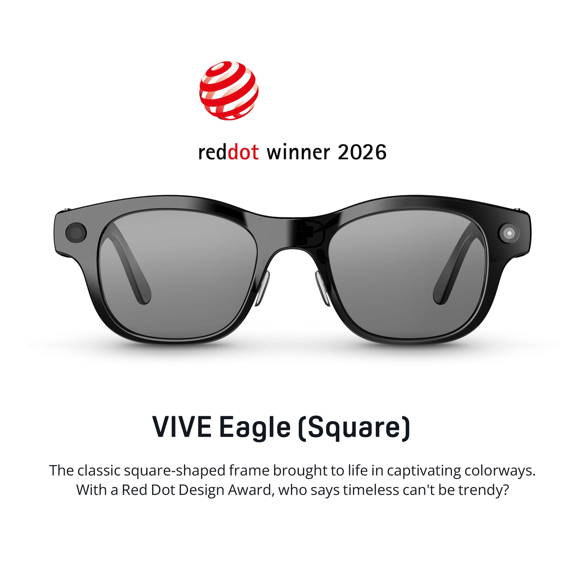 HTC Vive Eagle AI Glasses - Square Transition Lens, Black