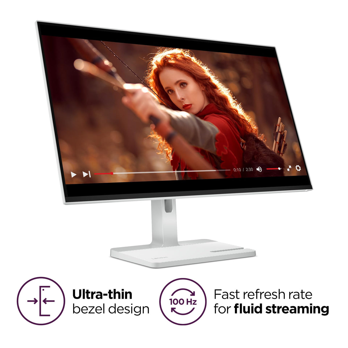 Lenovo L27q-4a - Everyday Monitor - 27" QHD IPS Display - 100Hz Refresh Rate - MaxxAudio® Tuned Speakers - VESA MediaSync - 1ms MPRT - Cloud Grey - Tilt Stand