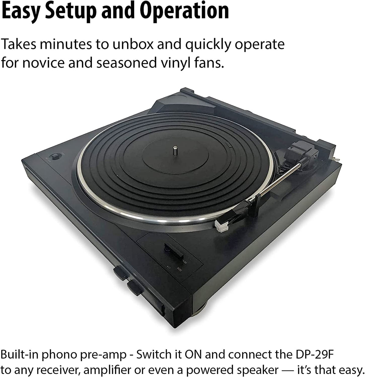 Denon AVR-S570BT (2022 Model) 5.2 Channel AV Receiver with Denon DP-29F Turntable Black