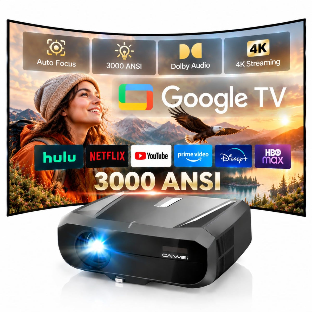 Daylight 4K Projector True 2300ANSI High Bright Home Theater Karaoke 2 Mics