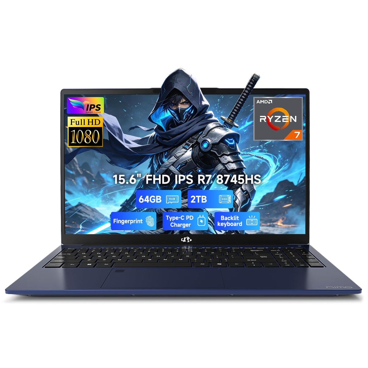 15.6" AI Laptop | 2026-2027 AMD Ryzen 7 8745HS 64GB DDR5 5600MHz 2TB SSD