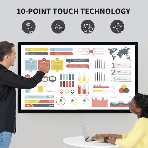 32 inch Interactive Touchscreen Monitor, Smart Board with 16:9 Display 1080P, Win-10 Electronic Whiteboard Touchscreen PC for Office and Classroom, Core i3 RAM 4G & ROM 128G