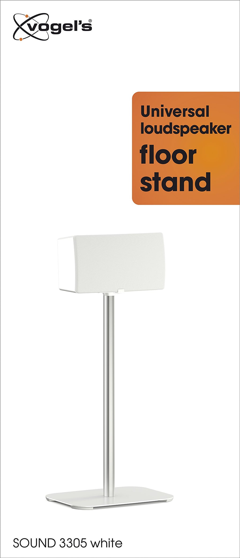 Vogel's Speaker Floor Stand, Universal and for SONOS Play - SOUND 3305 W for Play 5, Denon Heos 5 & 7 and other speakers, White (single stand)