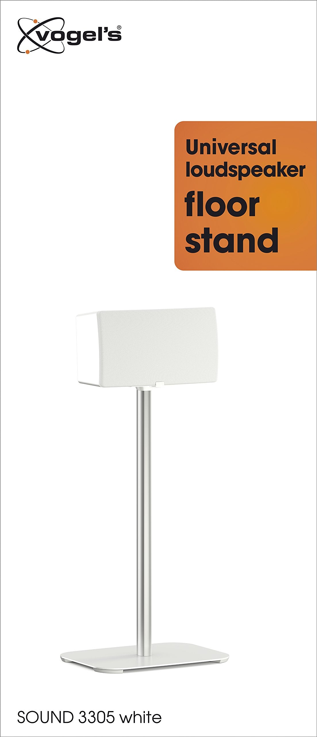 Vogel's Speaker Floor Stand, Universal and for SONOS Play - SOUND 3305 W for Play 5, Denon Heos 5 & 7 and other speakers, White (single stand)