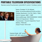 Portable Smart TV 24/27/32-inch Touchscreen Monitor, Mobile Display On Wheels with 7800mAh Battery, Dual 10W Speakers Professional Commercial Display Solution 27in6+64g