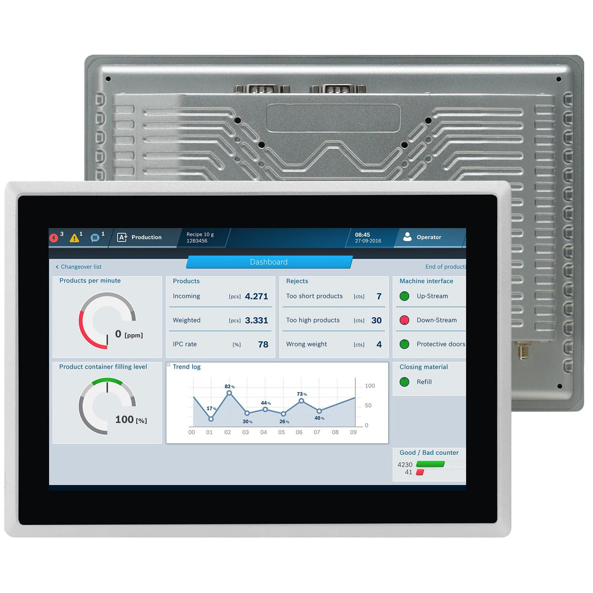 15.6-Inch Industrial Embedded Panel PC, Ratio 16:9 Multi-Touchscreen-Monitor,Industrial Touch Screen Panel Computer,WiFi & Built-in Speakers,IP65 Front,Win 10 I5 RAM 8G+256G SSD