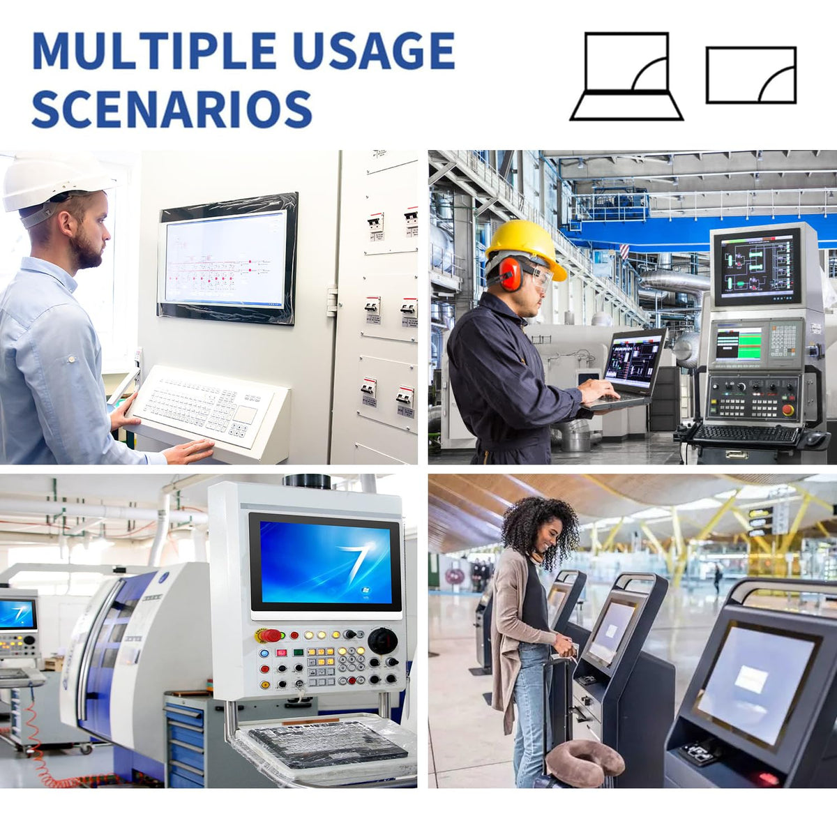 15.6-Inch Industrial Embedded Panel PC, Ratio 16:9 Multi-Touchscreen-Monitor,Industrial Touch Screen Panel Computer,WiFi & Built-in Speakers,IP65 Front,Win 10 I5 RAM 8G+256G SSD