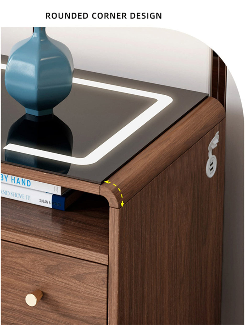 Smart Bedside Table Wireless USB Charging Creative Light Luxury Multifunctional Sensitive Light Speaker LED Nightstand