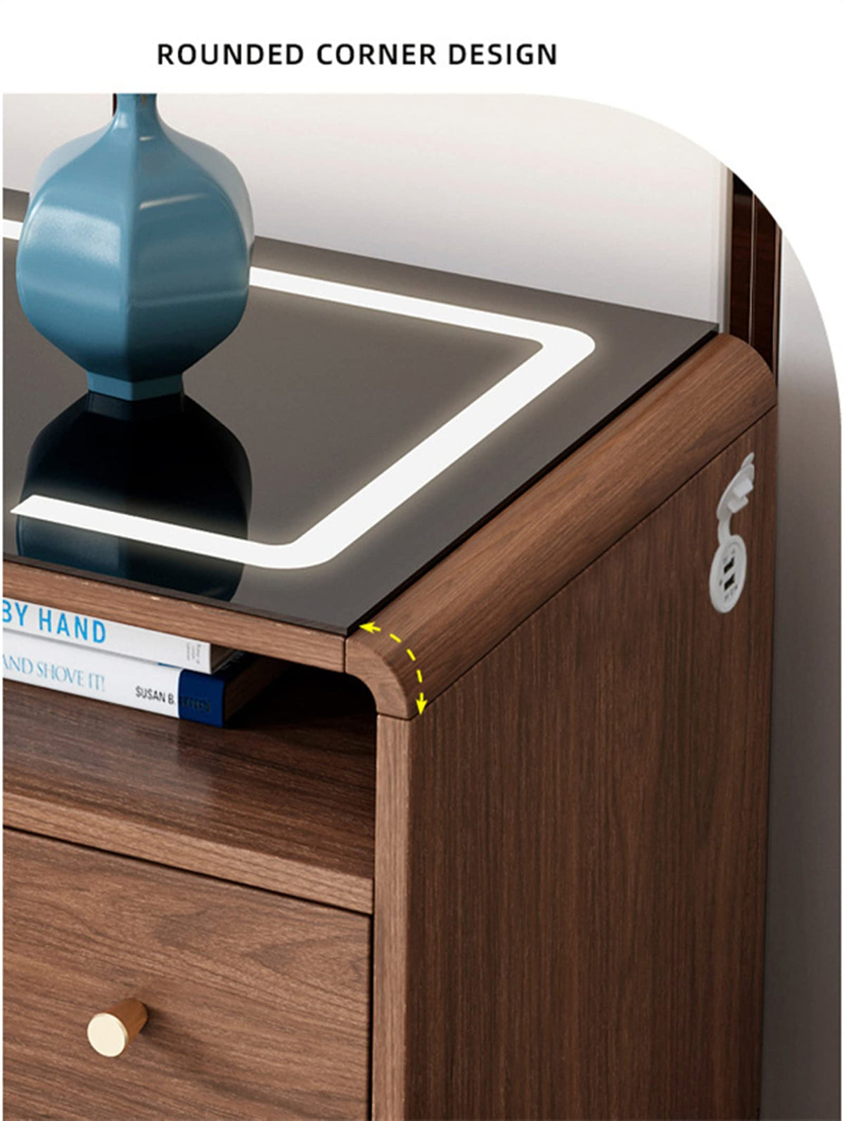 Smart Bedside Table Wireless USB Charging Creative Light Luxury Multifunctional Sensitive Light Speaker LED Nightstand