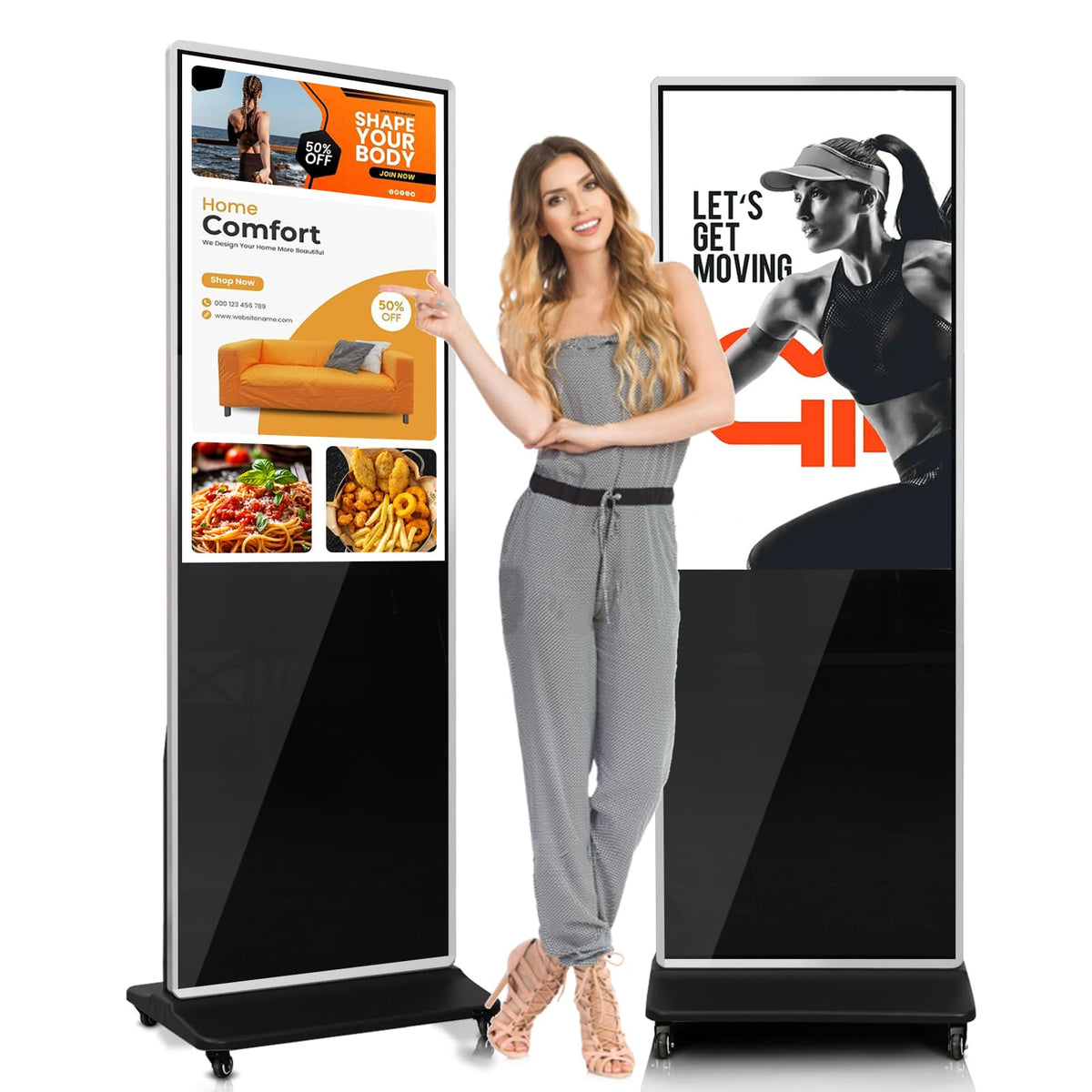 65" Touch Digital Signage Display Kiosk Floor Stand Advertising
