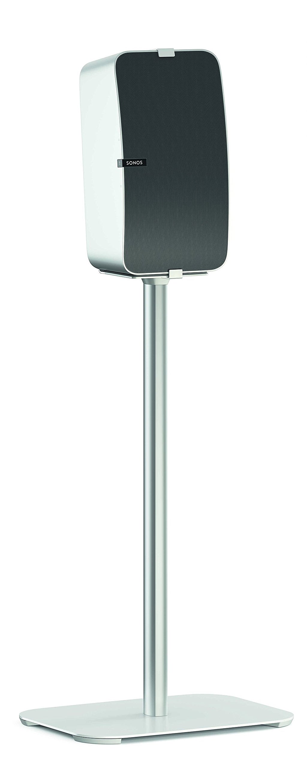 Vogel's Speaker Floor Stand, Universal and for SONOS Play - SOUND 3305 W for Play 5, Denon Heos 5 & 7 and other speakers, White (single stand)