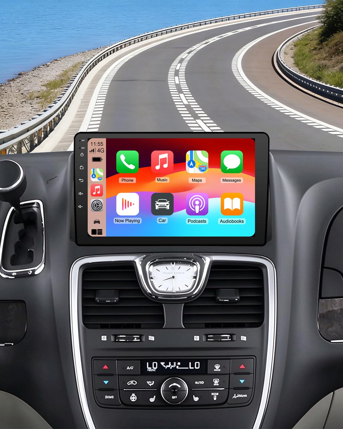 4+64G Car Radio for Dodge Grand Caravan 2011-2020/Chrysler Town&Country 2011-2016/Grand Voyager 2011-2015, 9'' Touch Screen Car Stereo Wireless Carplay Android Auto EQ FM RDS Bluetooth WiFi