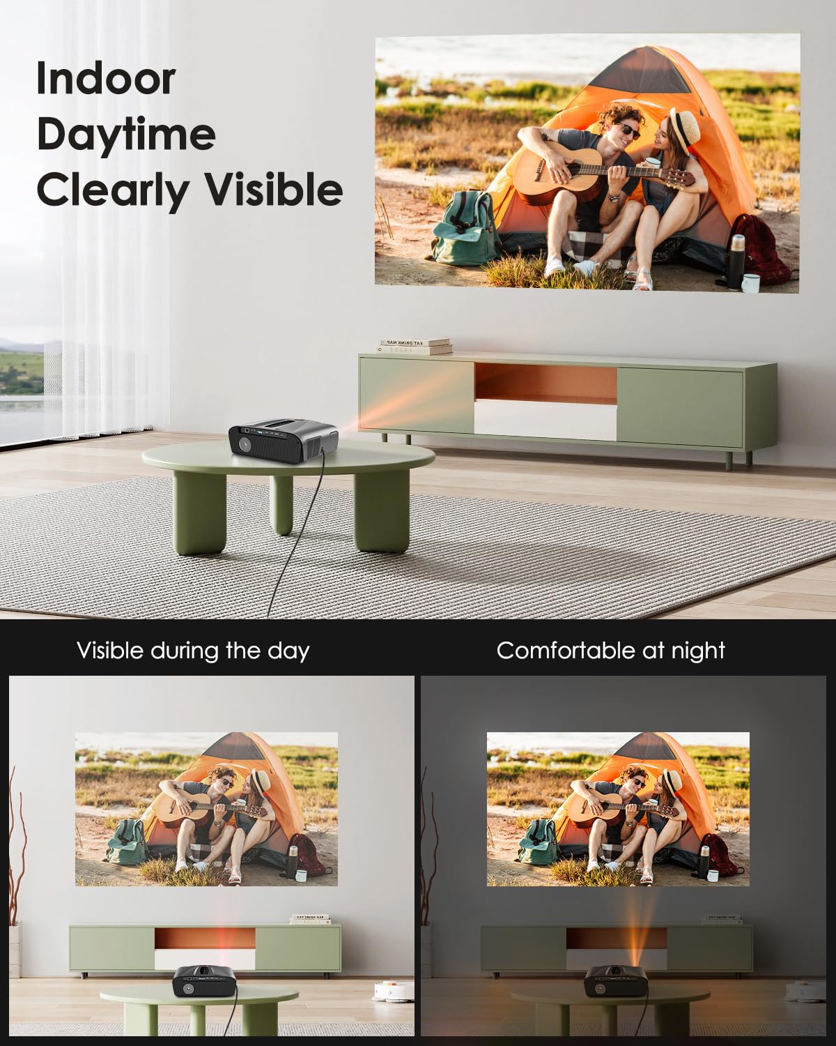 Daylight 4K Projector True 2300ANSI High Bright Home Theater Karaoke 2 Mics