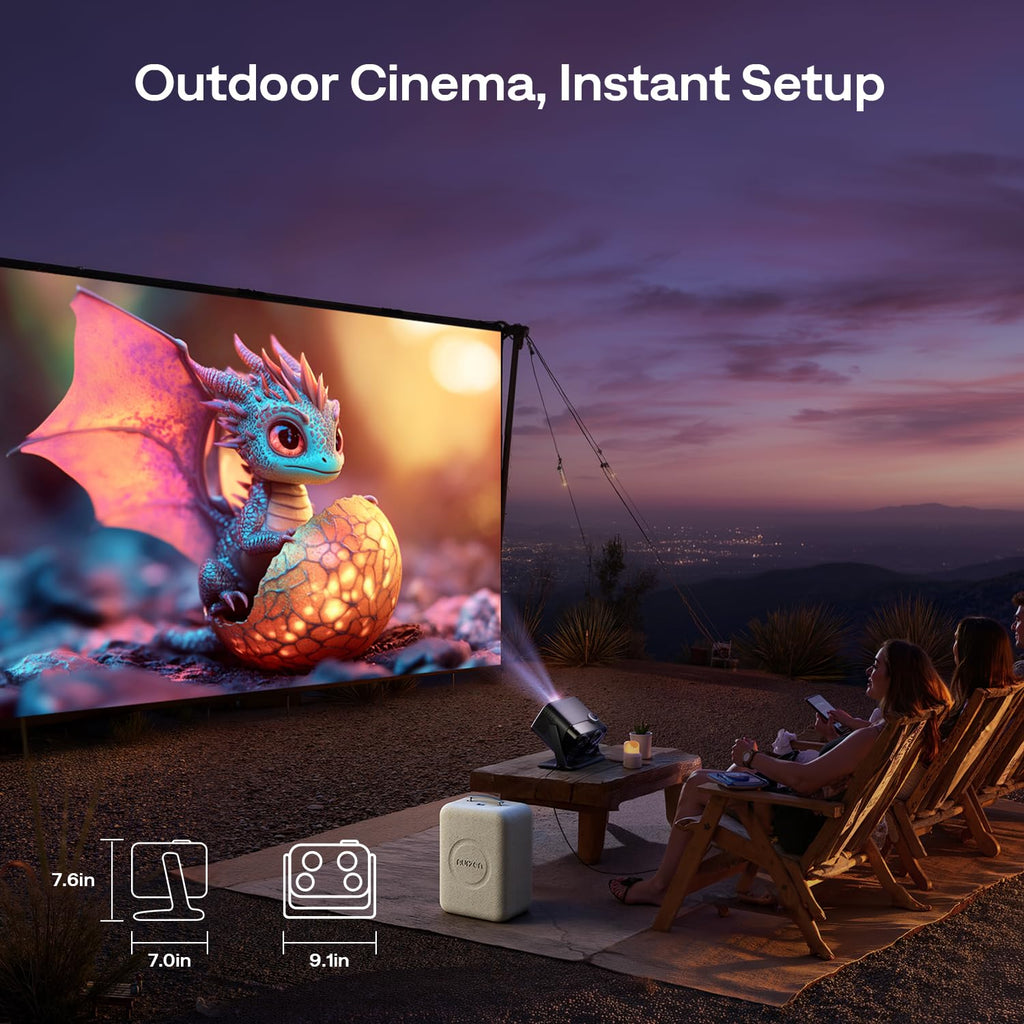 Aurzen BOOM mini Google TV Outdoor Smart Projector with 20W Dolby Audio