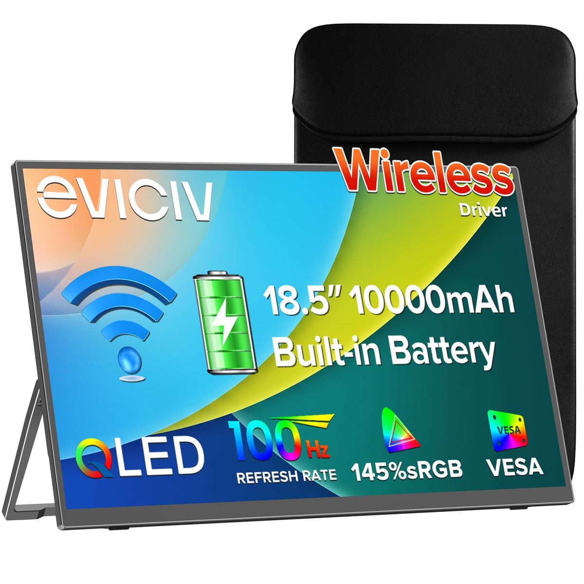 EVICIV Portable Monitor 18.5” 120Hz, 125% sRGB FreeSync 1ms Gaming Monitor