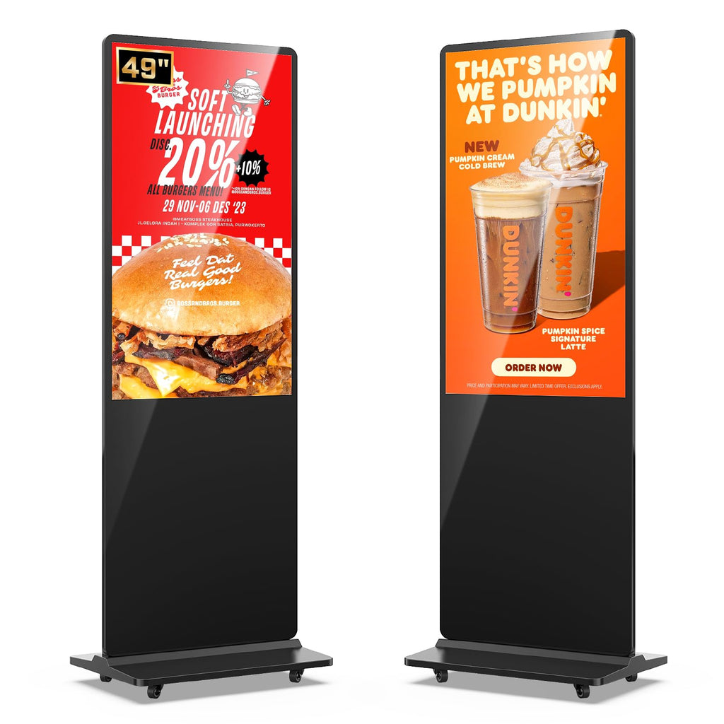 MWE 55 Inch 4K Touchscreen Kiosk, Indoor Floor Standing Digital Signage Displays, Advertising Display LCD Totem, Interactive Display Poster Android System with Auto Media Player