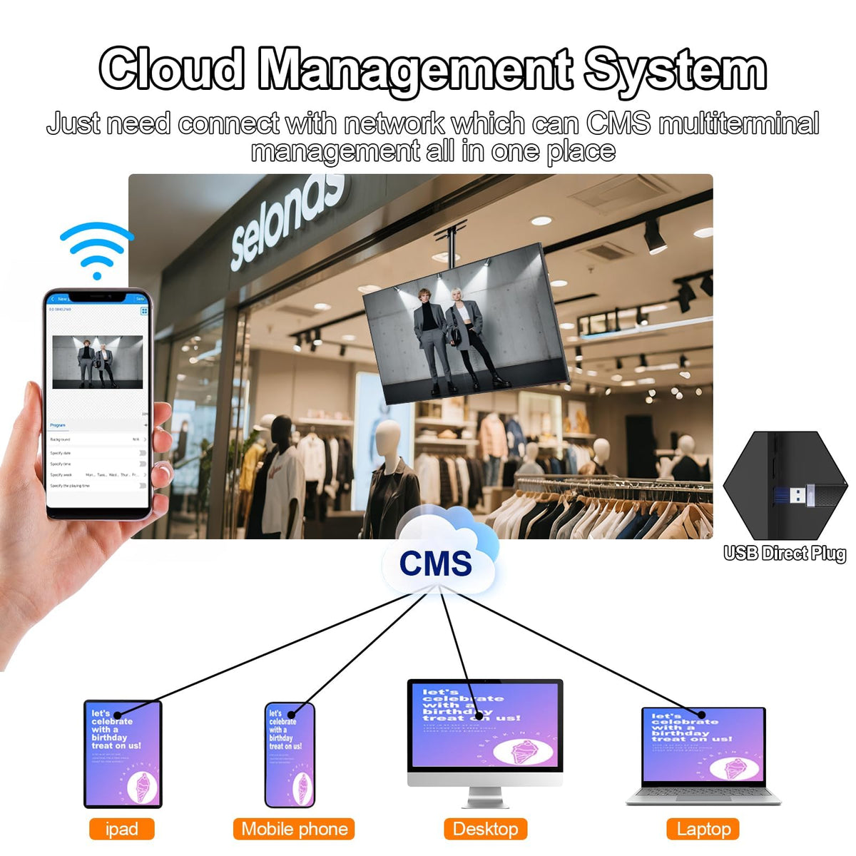 32inch Digital Signage, 2500nits High Brightness Advertising Display, Slim Fit Frameless LCD Monitor, CMS Remote Publishing, 24/7 Operation, Smart Split Screen Play, HDMI/USB/WiFi/Android System