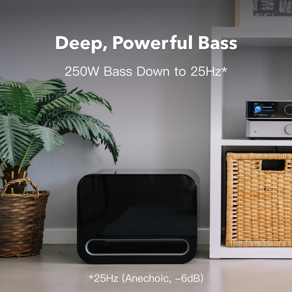 WiiM Sub Pro Smart Wireless Subwoofer with RoomFit™ Bass, Black